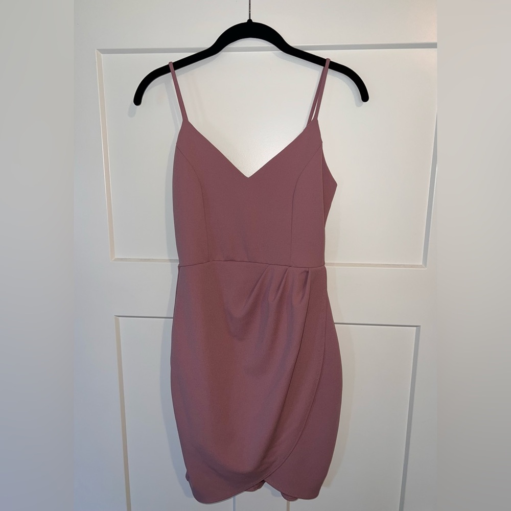 Lulu's Mauve Mini Dress with Spaghetti Straps